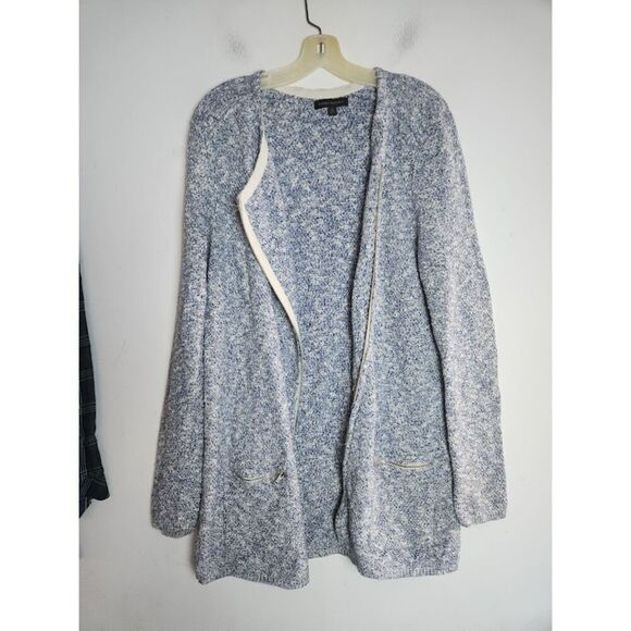 Banana Republic Women Blue Seed Stitch 100% Cotton Full Zip Sweater Jacket XL - Picture 9 of 10